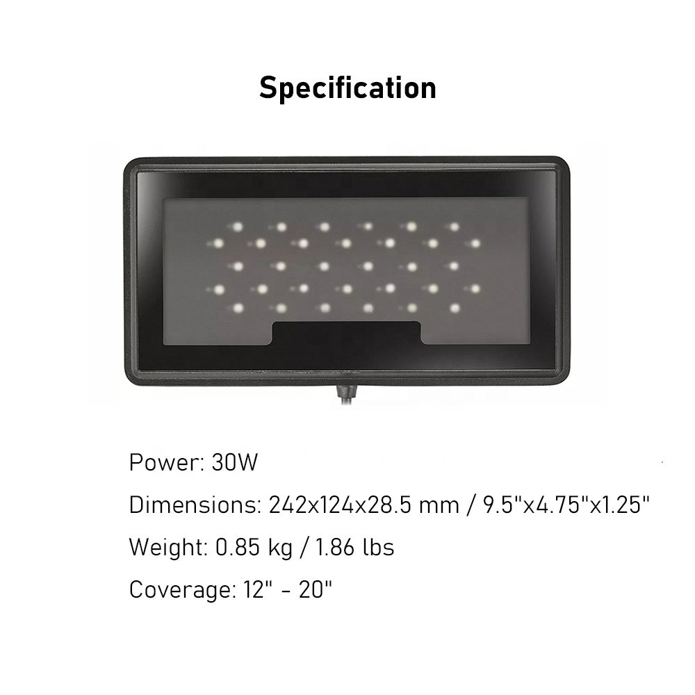 MJ-L130 / L130 Refugium 30W Full Aluminum Passive Cooling Saltwater Aquarium LED Lighting System for Marine Coral Reef Fish Tank