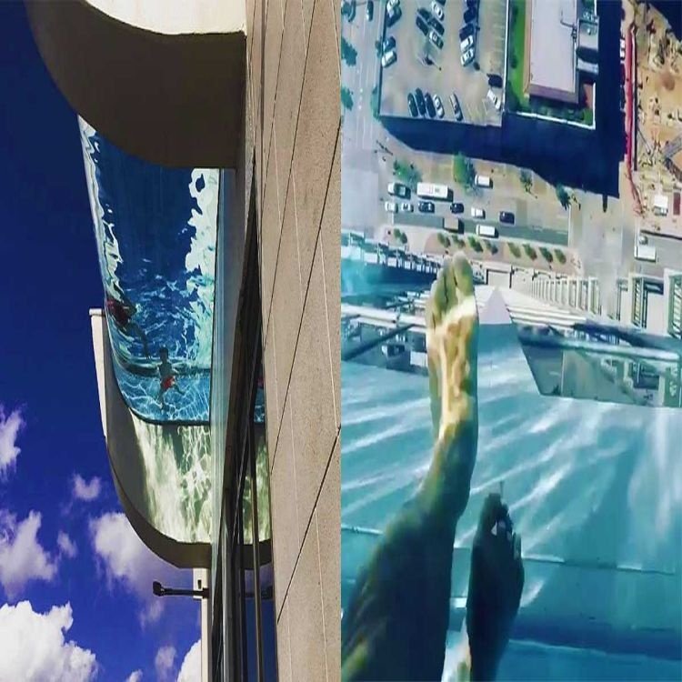 Above Ground Swimming Pool with Acrylic Panel Custom Cut and Moulded Glass Swimming Pool