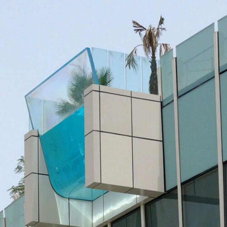 Above Ground Swimming Pool with Acrylic Panel Custom Cut and Moulded Glass Swimming Pool