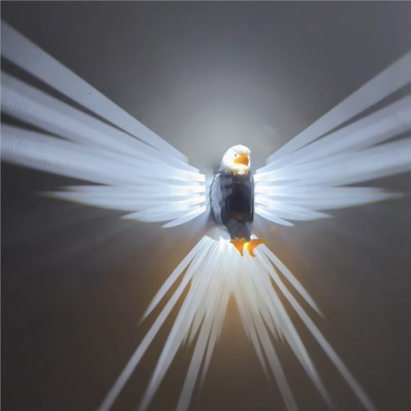 Bald Eagle Wall Light Black Eagle Wall Light 3D Bird Decorative Lighting 3d Animals Halloween Purple Lamp Game Background