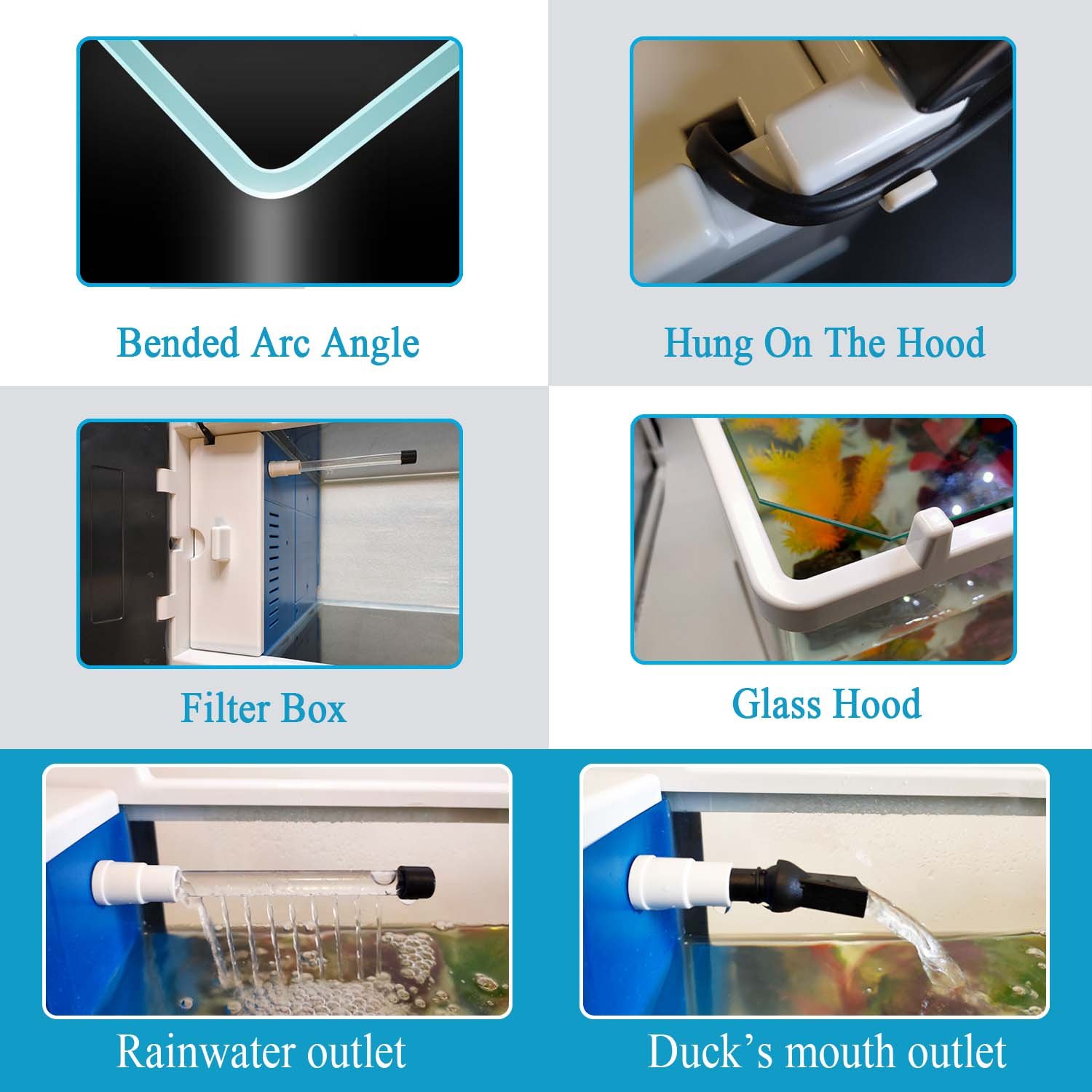 Arc-Glass Aquarium ALL-IN-ONE Starter Fish Tank Kits with LED Lighting Water Pump Filtration Accessories Desktop Size