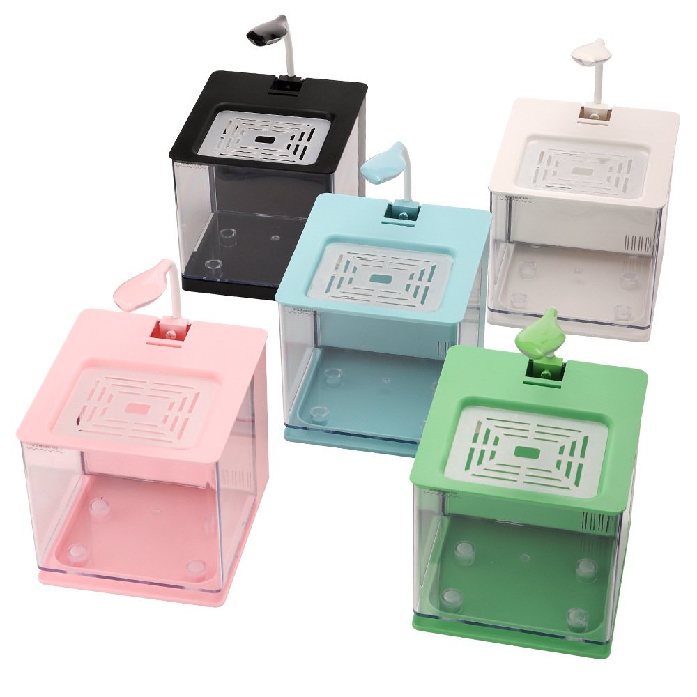 Portable Mini Betta Fish Tank Aquarium Desktop Decorations Marine Aquaponic Fishes Bowl With Water Filter USB Air Pump LED Light