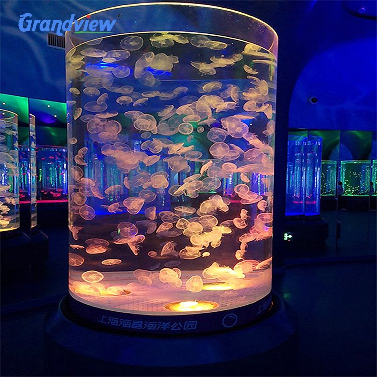 Grandview transparent large clear acrylic cylinder aquarium for commercial using