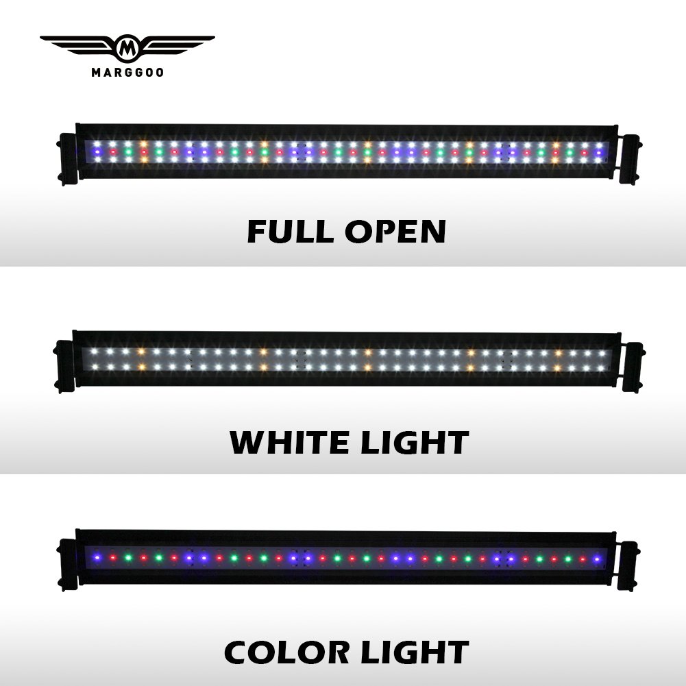 MARGGOO MA03-FT100 Pro LED WRGB full spectrum timer Aquarium light led Fish Tank light with adjustable brackets and hanging kit