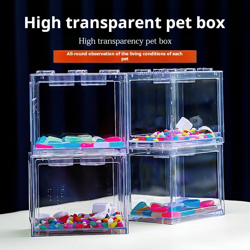 Mini Betta Turtle tank goldfish tank Office landscaping acrylic building blocks small fish tank with light