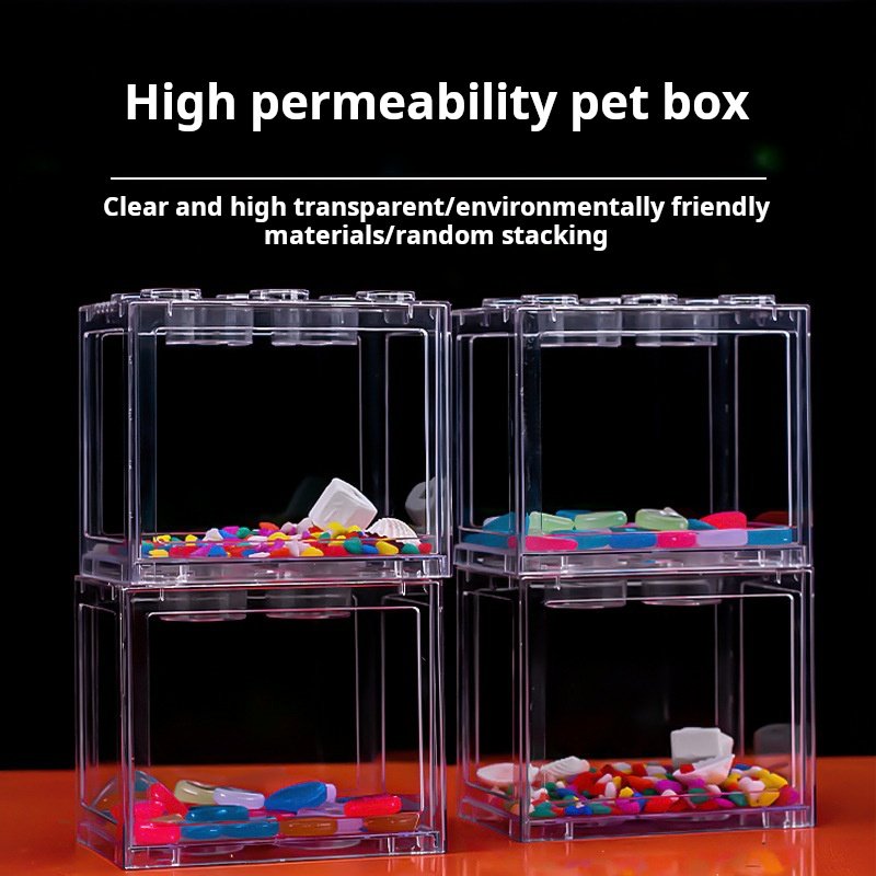Mini Betta Turtle tank goldfish tank Office landscaping acrylic building blocks small fish tank with light