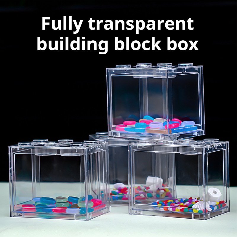 Mini Betta Turtle tank goldfish tank Office landscaping acrylic building blocks small fish tank with light