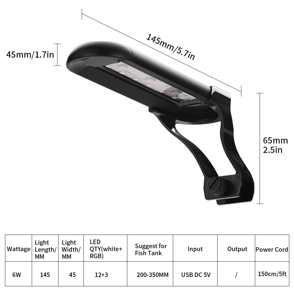 USB mini aquarium LED light clip on fish tank lighting small grass tank landscaping 14 colors for aquarium fish tanks