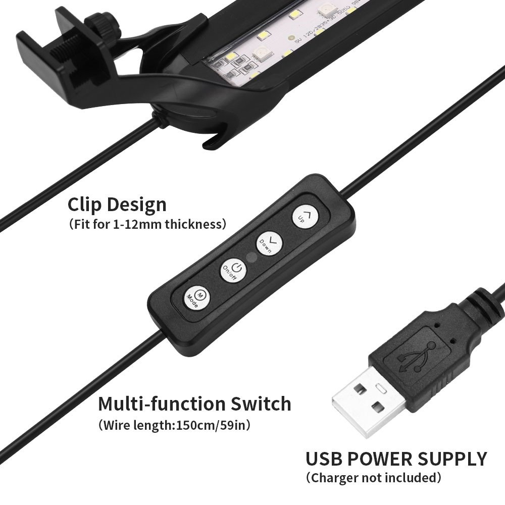 USB mini aquarium LED light clip on fish tank lighting small grass tank landscaping 14 colors for aquarium fish tanks