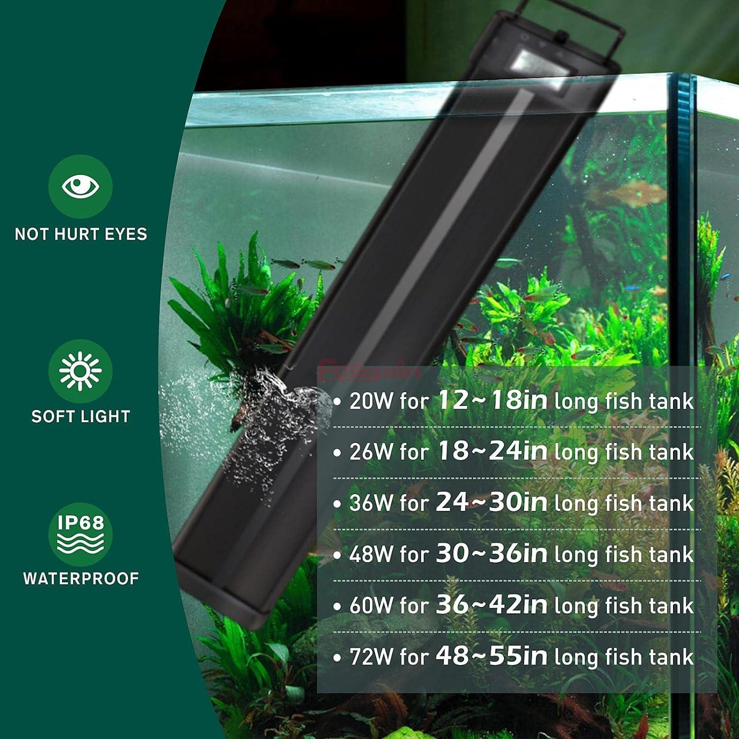 Fullgain FG136 Aquarium Programmable LED Light Full Spectrum Plant Fish Tank Light LCD Setting Display Sunrise Sunset Moon