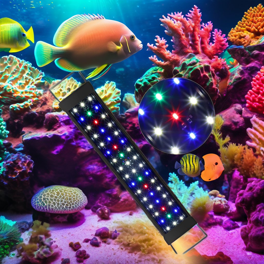 RGB Full Spectrum Dimmable LED Aquarium Light for Fish Tank Adjustable Brackets Timer Multi-Color White Emitting lighting
