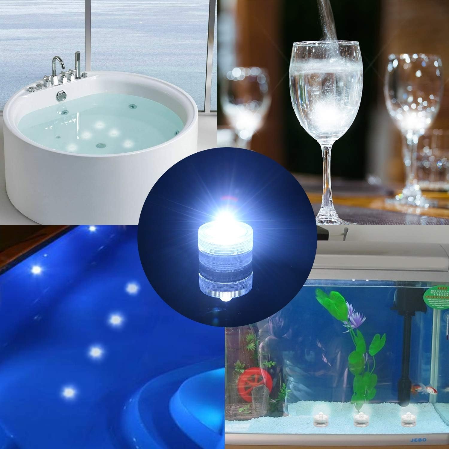Wholesale waterproof electronic candle light circular submerged LED candle lamp fish tank light aquarium diving light