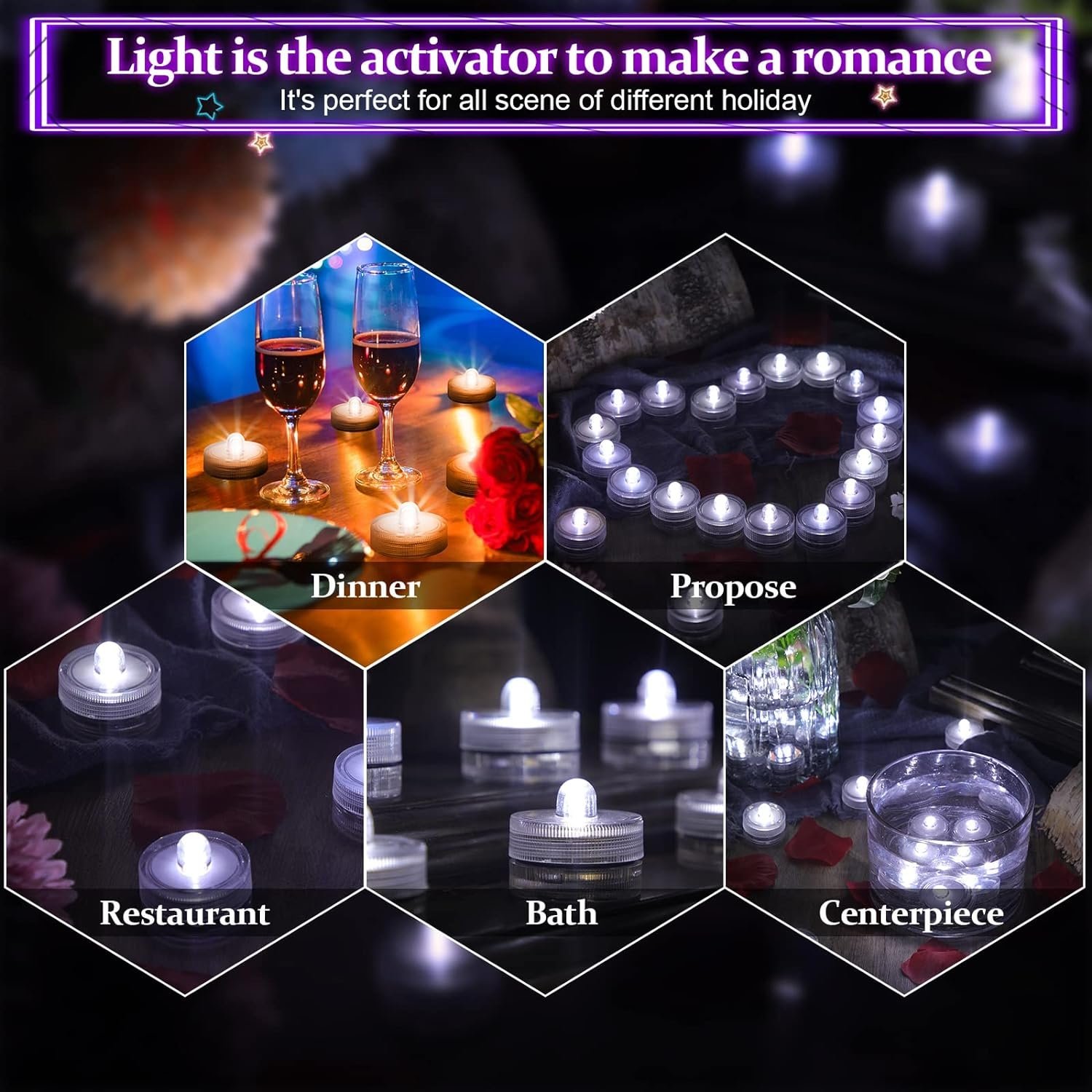 Wholesale waterproof electronic candle light circular submerged LED candle lamp fish tank light aquarium diving light