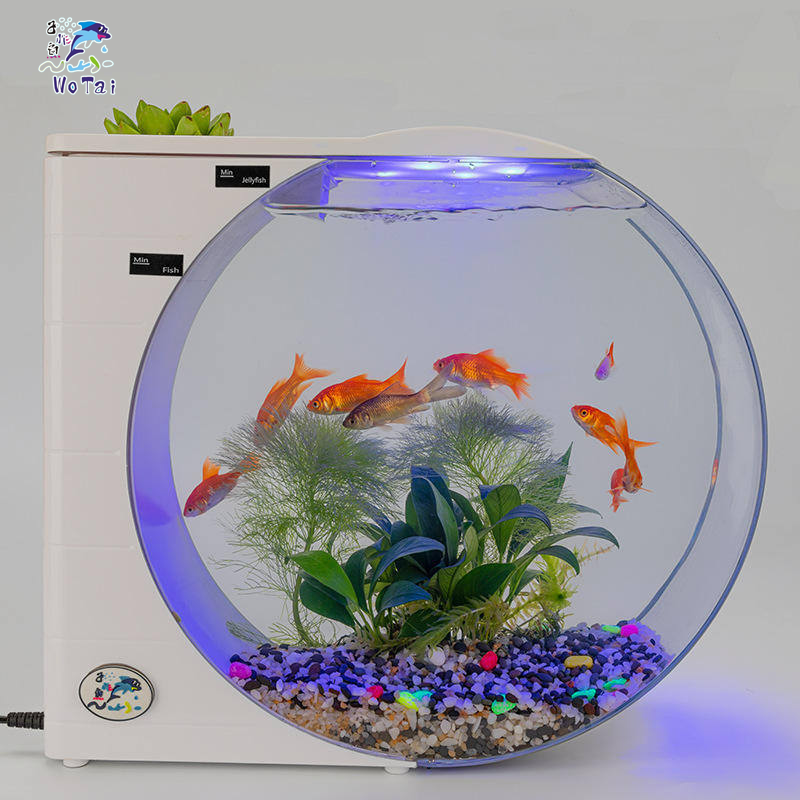 ABS plastic China Mini Fish Tank with LED light on the table 10L Aquarium Cabinet for Home Pets Aquariums