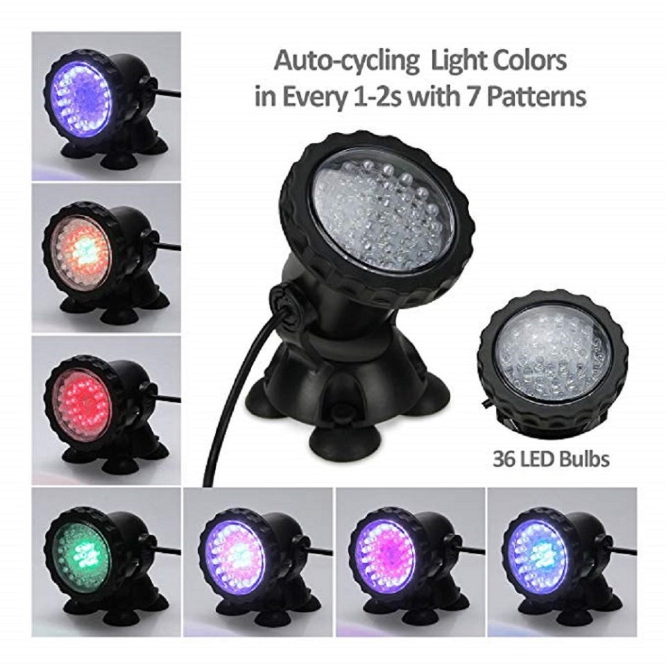 Aquarium Lamp 180 Degree Adjustable IP68 Full Waterproof Safety RGB Led Underwater Light for Fish Tanks Accessories