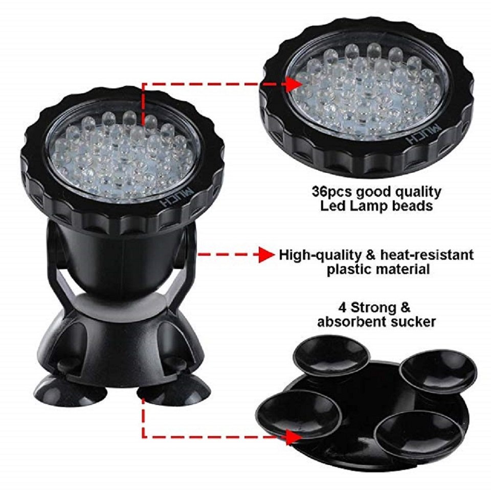 Aquarium Lamp 180 Degree Adjustable IP68 Full Waterproof Safety RGB Led Underwater Light for Fish Tanks Accessories