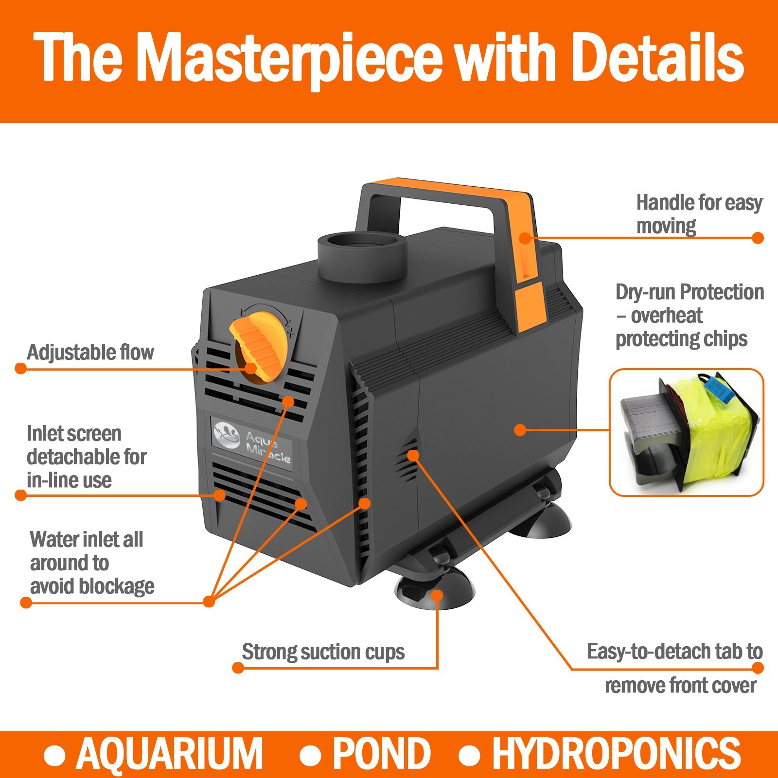 Aquarium Submersible Water Pumps With Flow Control For Fountain Waterfall Statuary Filtration Water Feature Hydroponics