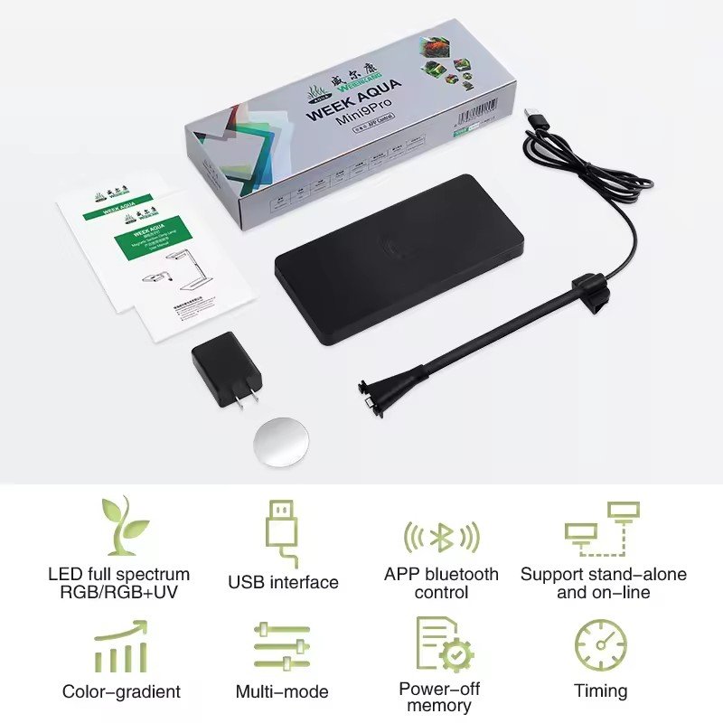 Latest Hot Sale WEEK AQUA Mini 9 Pro USB full spectrum LED aquarium light plant growth nano aquarium plant terrarium light