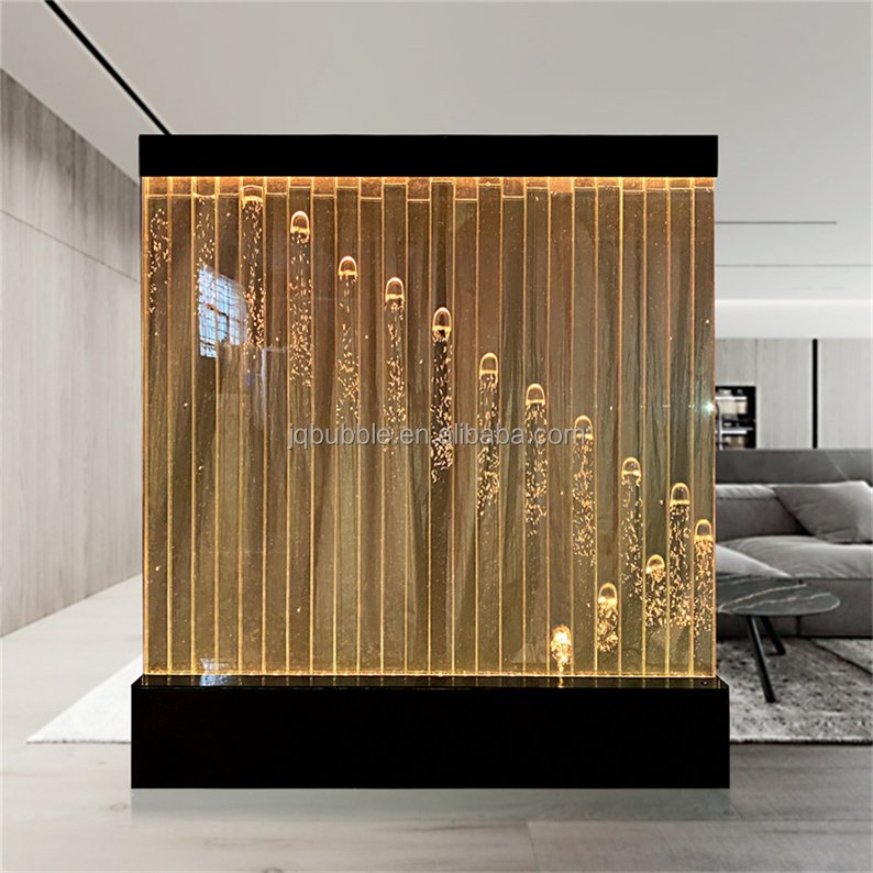 Customized indoor Led lighted dancing fountain aquarium screen water bubble wall