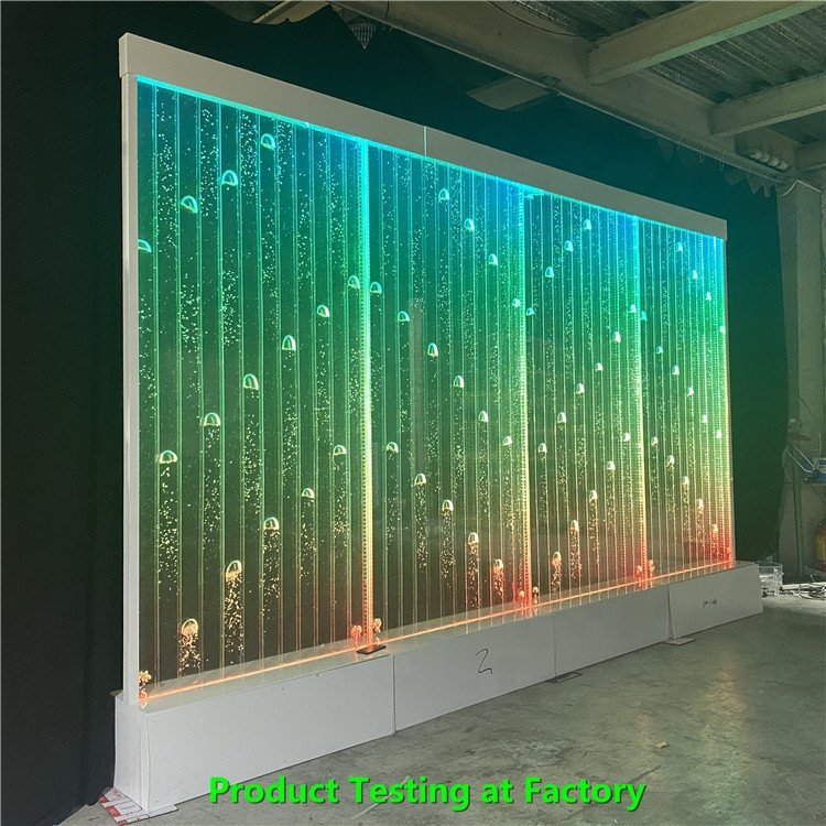 Customized indoor Led lighted dancing fountain aquarium screen water bubble wall