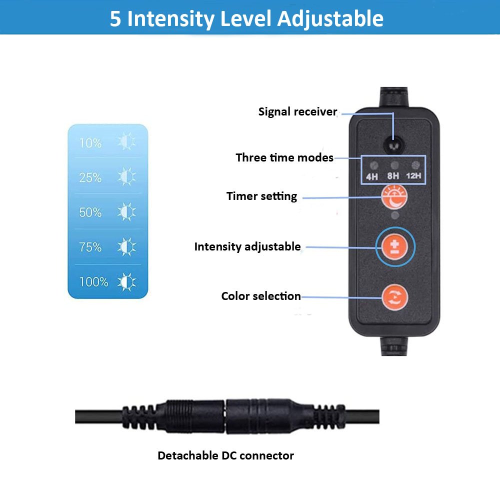 GAKO GL-12D 3W 13 Colors Underwater Submersible Aquarium Led Lights for Fish Tank with Remote Control