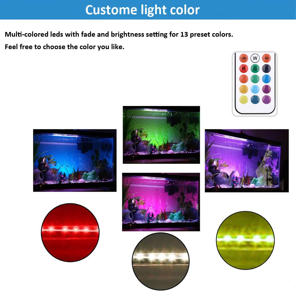 GAKO GL-12D 3W 13 Colors Underwater Submersible Aquarium Led Lights for Fish Tank with Remote Control