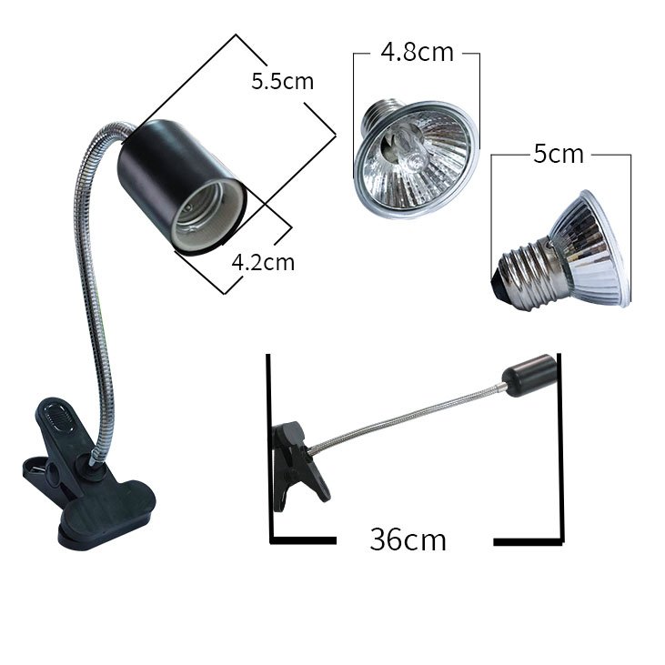 360 Degree Rotatable Reptile Ceramic Heating Light Aquarium Lengthened Lamp Holder With Adjustable Switch