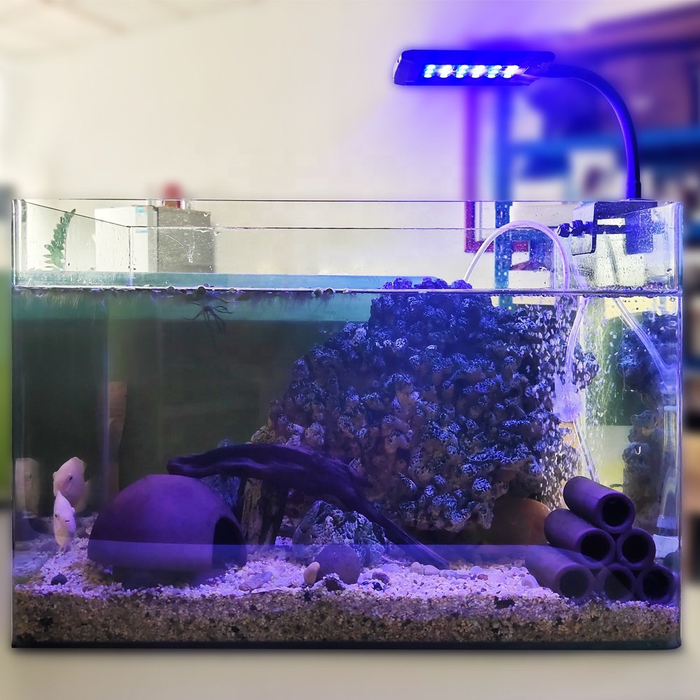DL-F7 full spectrum clip one fish tank lights background salt water fresh water marine reef coral plant grow led aquarium light