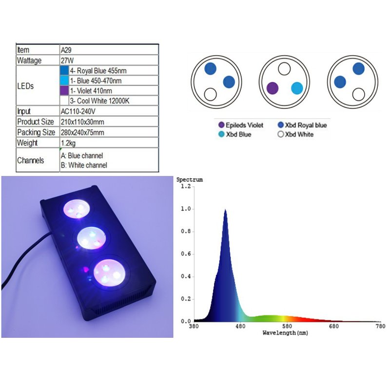 original spectra aqua knight V1 coral reef light 30W saltwater lamps For Coral Reef Fish Tank 24inch 50-60cm tanknk