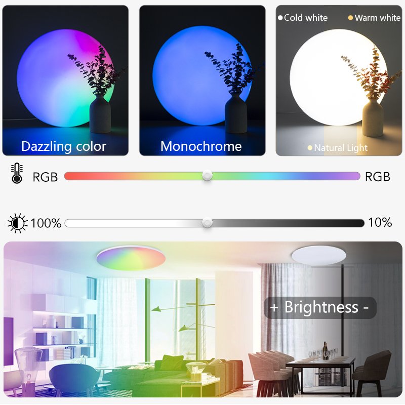 Modern Smart Christmas Lights i-Link APP BT Remote control RGB CCT Dimmable Color Smart LED Ceiling Light