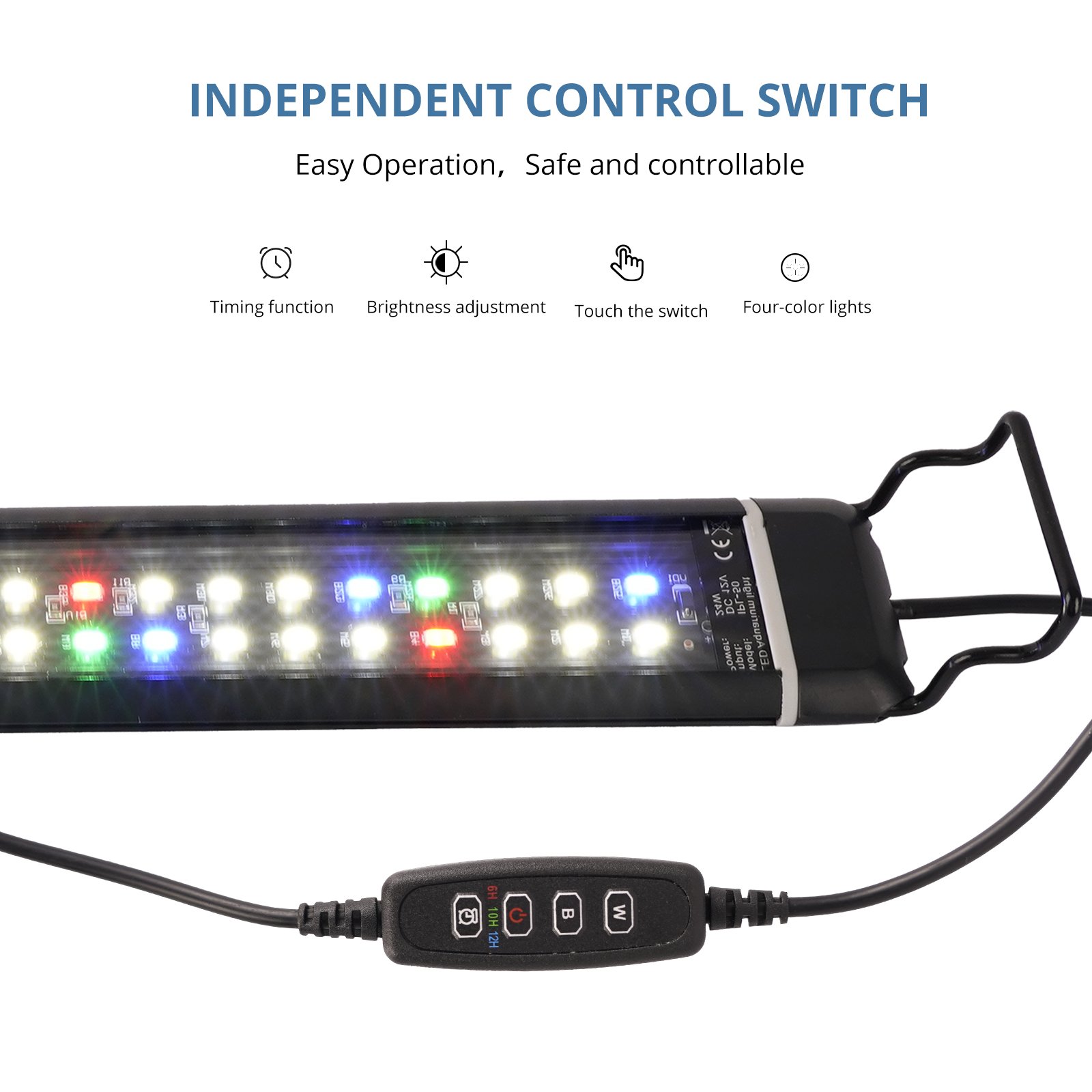 Gako 24W Aquarium LED Lamp,Aluminum Shell Small Tank LED Aquarium Lights,Dimmer Memory Timing Lighting for Coral Fish Tanks