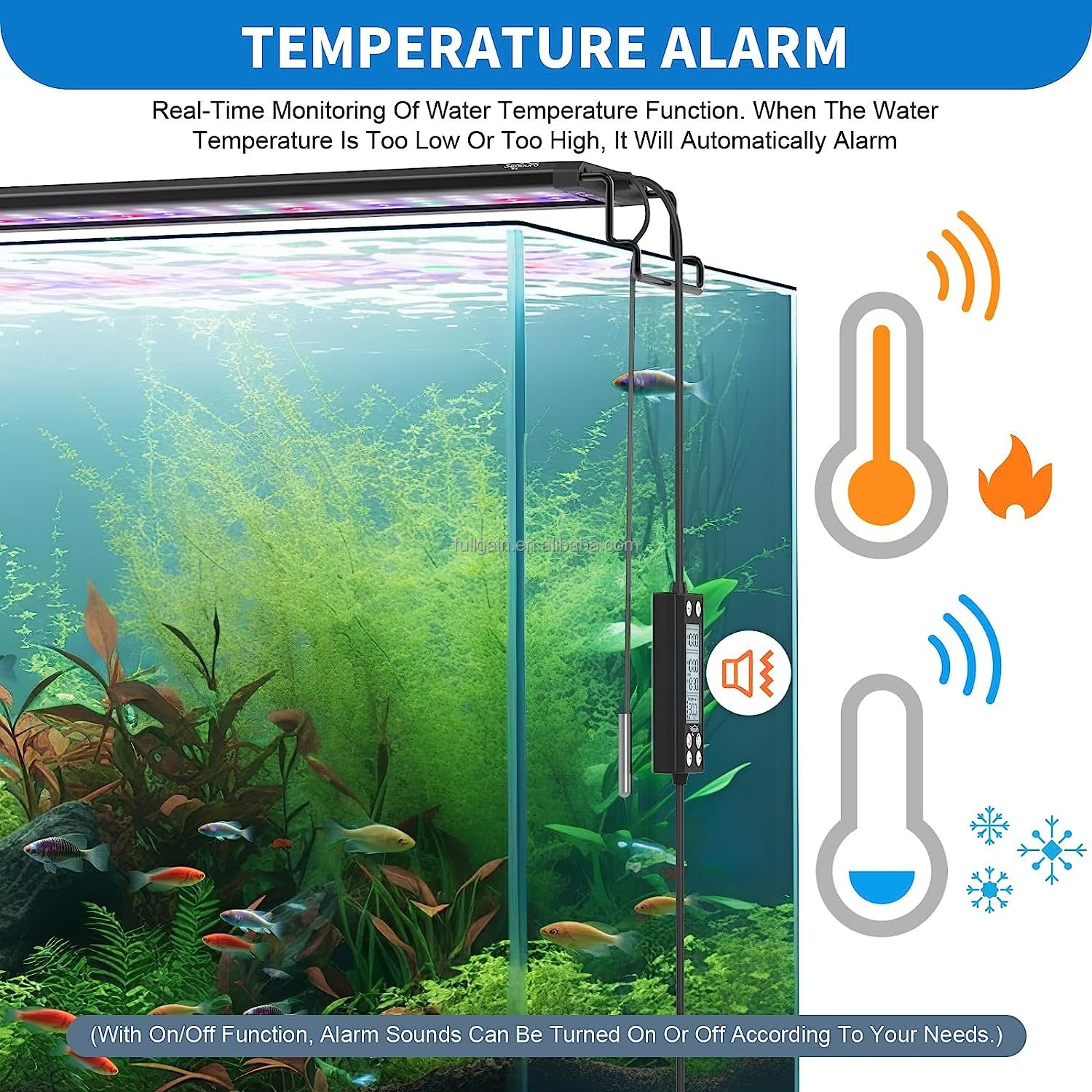 Fullgain Fg178 DC Power Adapter Aquarium Light Sanrise Freshwater With Thermometer Alarm Wide Spectrum Aquarium Light Lamp
