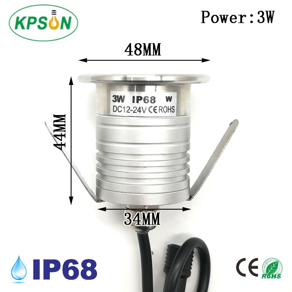 IP68 Waterproof Underwater 3W Spotlight 35mm Cut Hole Swimming Pool Fountain Aquarium Landscape Lighting