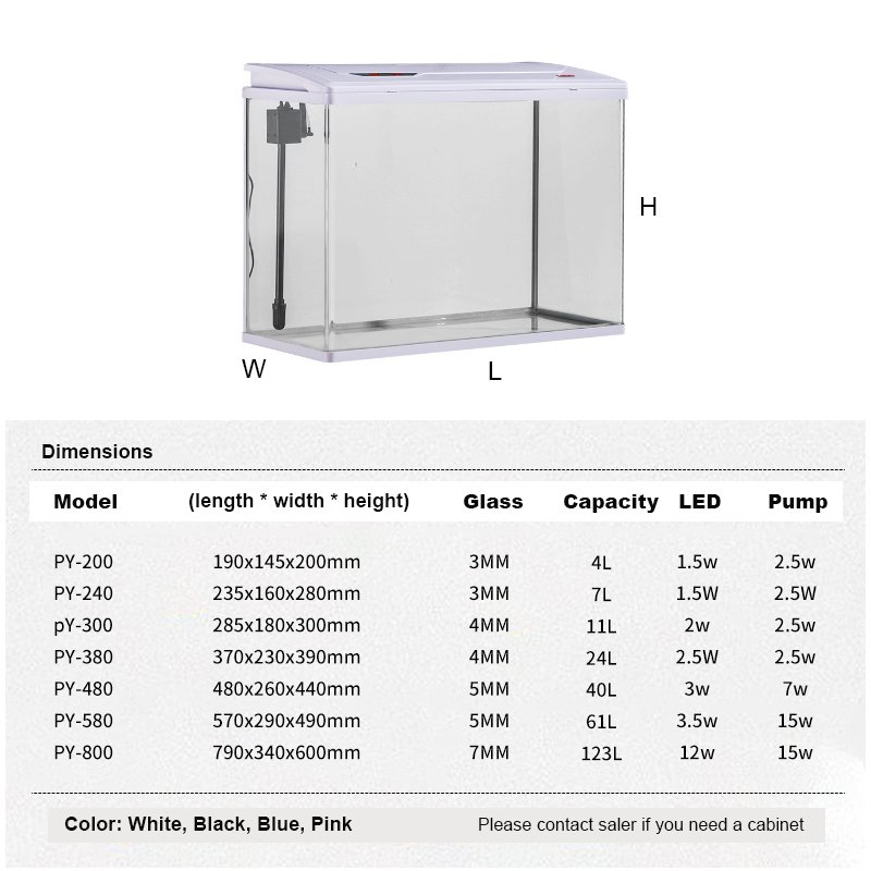 Desktop glass Aquarium with fllter and LED lighting Jelly fish Aquarium fish tank