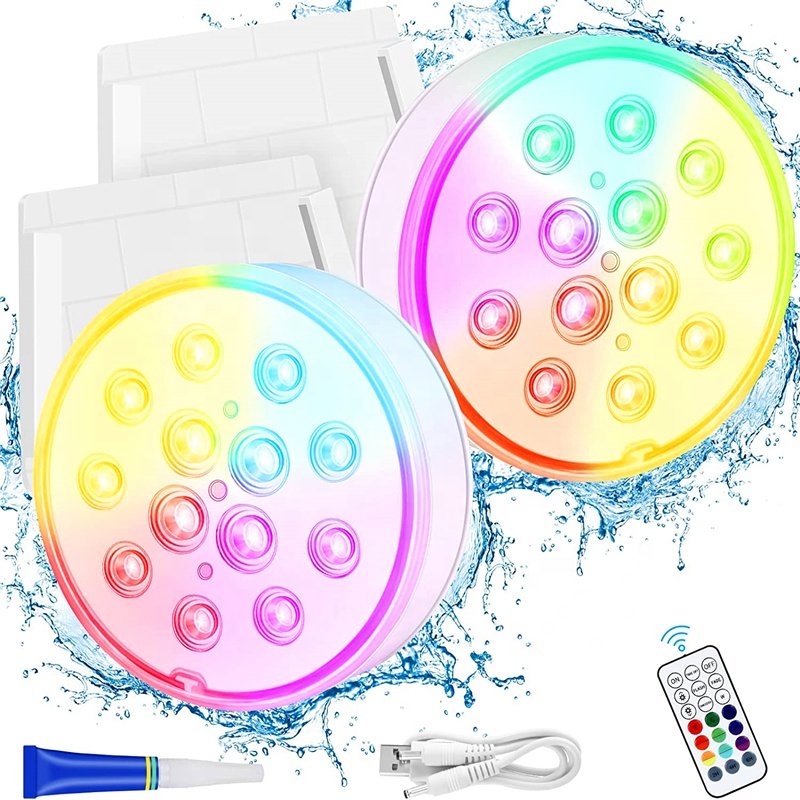 IP68 Underwater Waterproof usb rechargeable Submersible LED Flashing Pool Lights with RF Remote Super Bright Diving Light