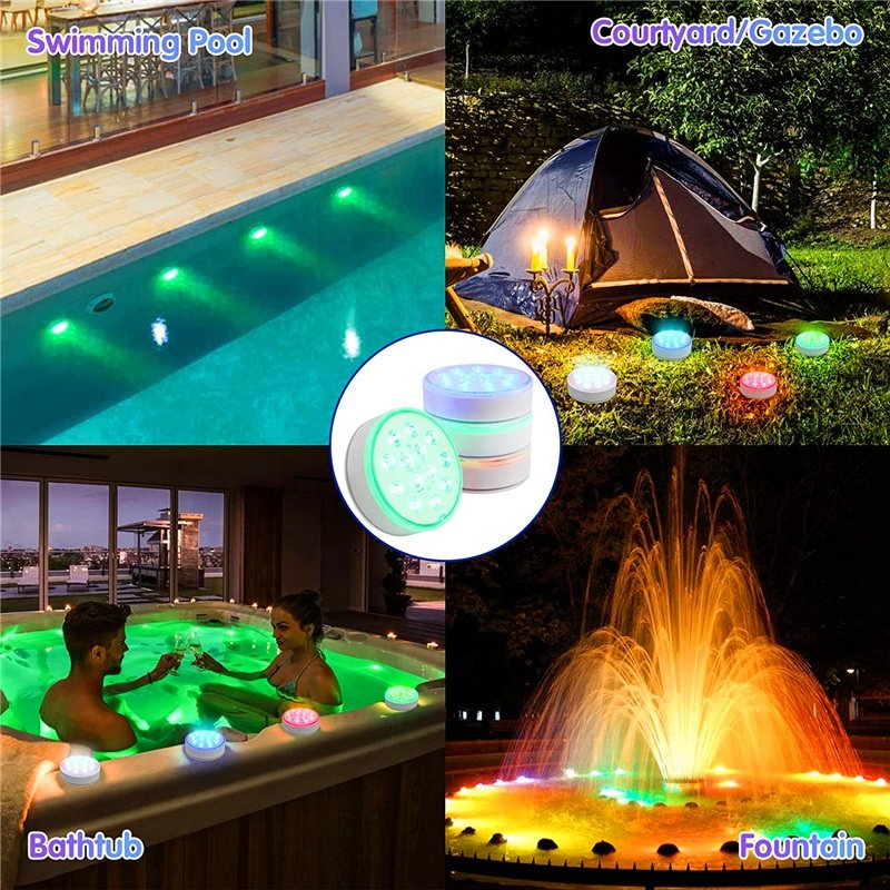 IP68 Underwater Waterproof usb rechargeable Submersible LED Flashing Pool Lights with RF Remote Super Bright Diving Light