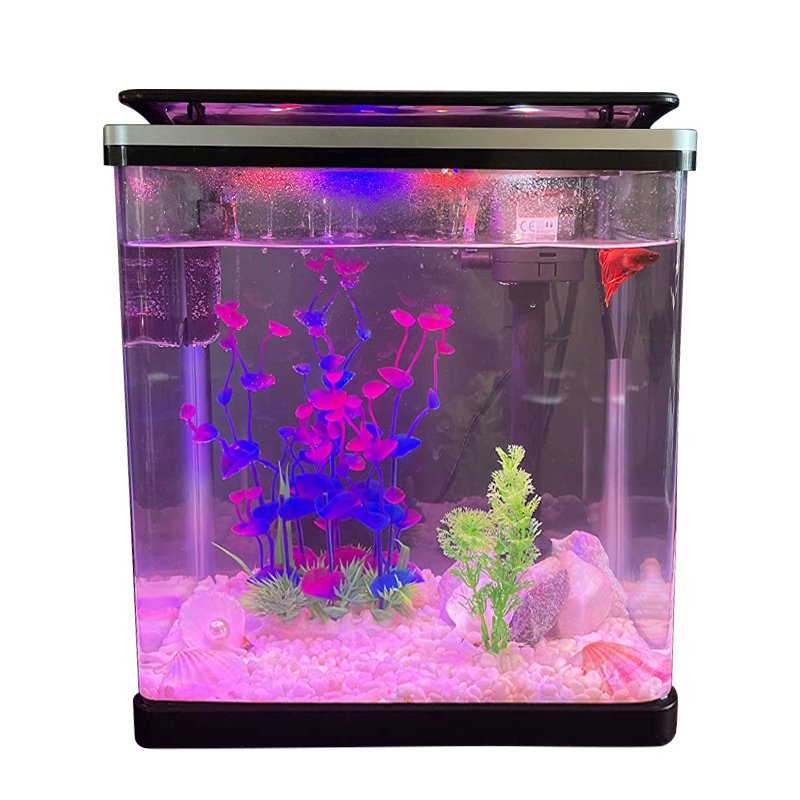 Hygger Aquarium Accessories Fish Tank with LED Lighting Desktop Aquarium Starter Kit with Lid Filter Pump Fish Tank