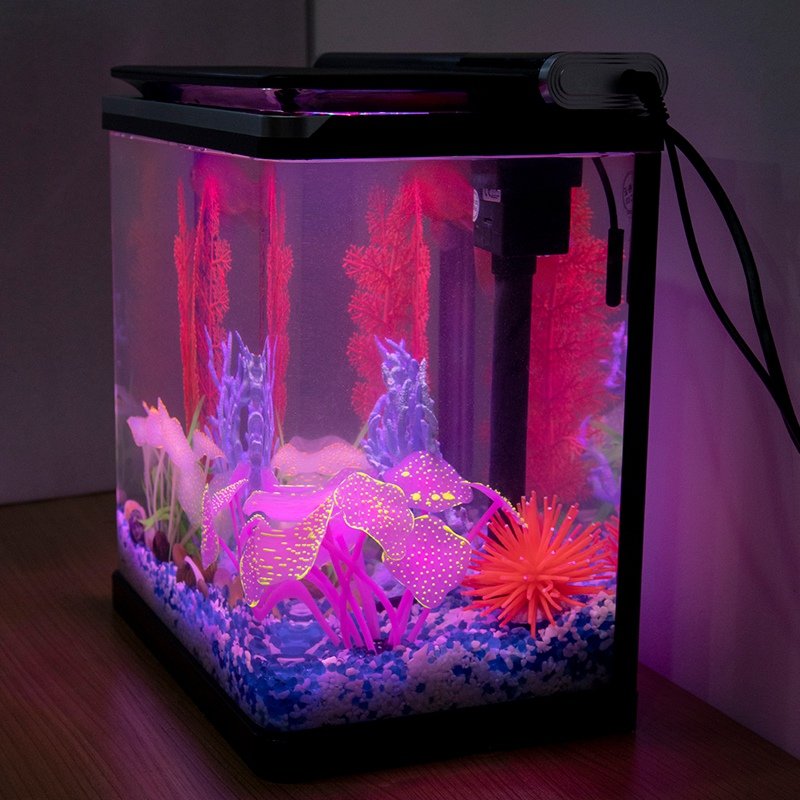 Hygger Aquarium Accessories Fish Tank with LED Lighting Desktop Aquarium Starter Kit with Lid Filter Pump Fish Tank
