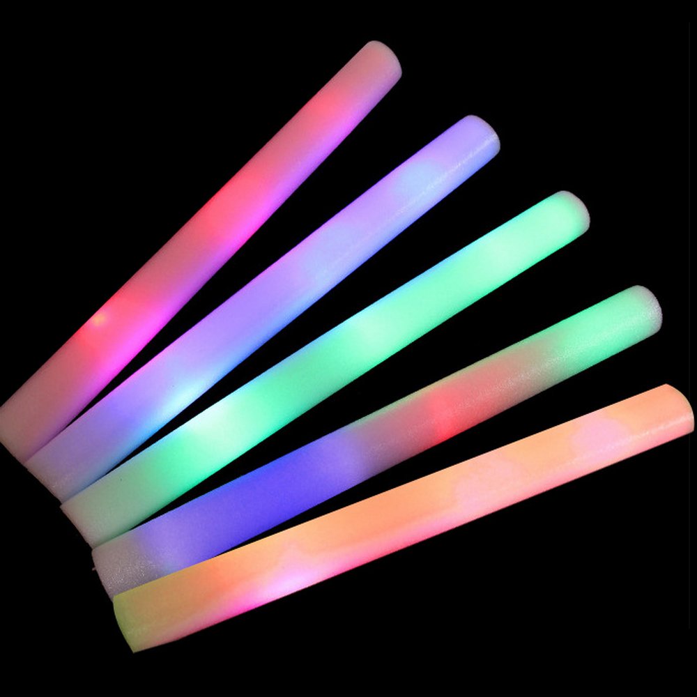 Led Luminous Sticks White Pink Party Rave Foam Glow Stick Bulk Flashing Multi Color Glow In Dark Led Glow Fluorescent Foam Stick