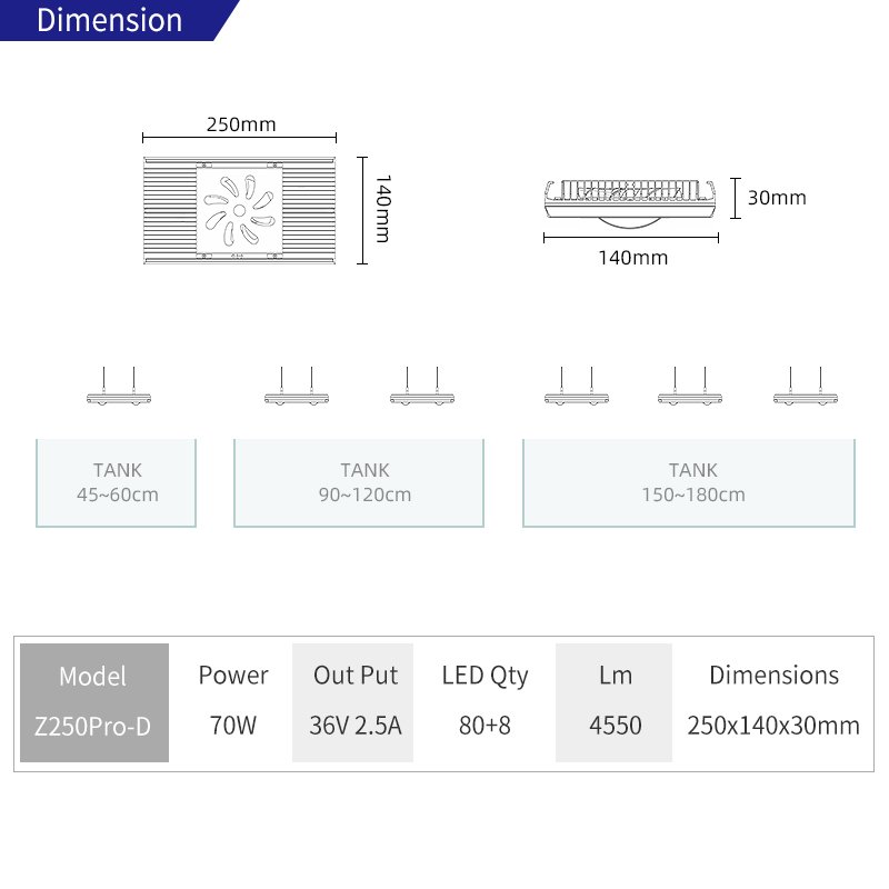 WEEK AQUA Z250Pro RGB UV full spectrum Intelligent APP smart control blue white led aquarium light