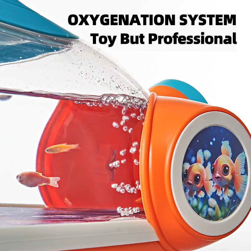 Novelty Children Fish Tank with LED Light STEM Electronic Educational Breeding Toys Mini Desktop Aquarium For Kids