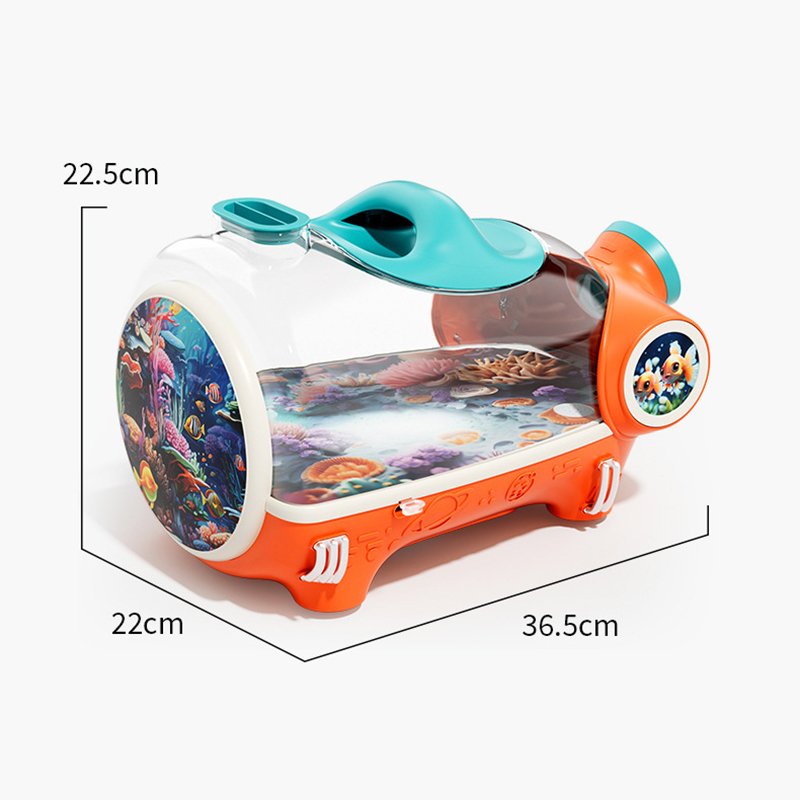 Novelty Children Fish Tank with LED Light STEM Electronic Educational Breeding Toys Mini Desktop Aquarium For Kids