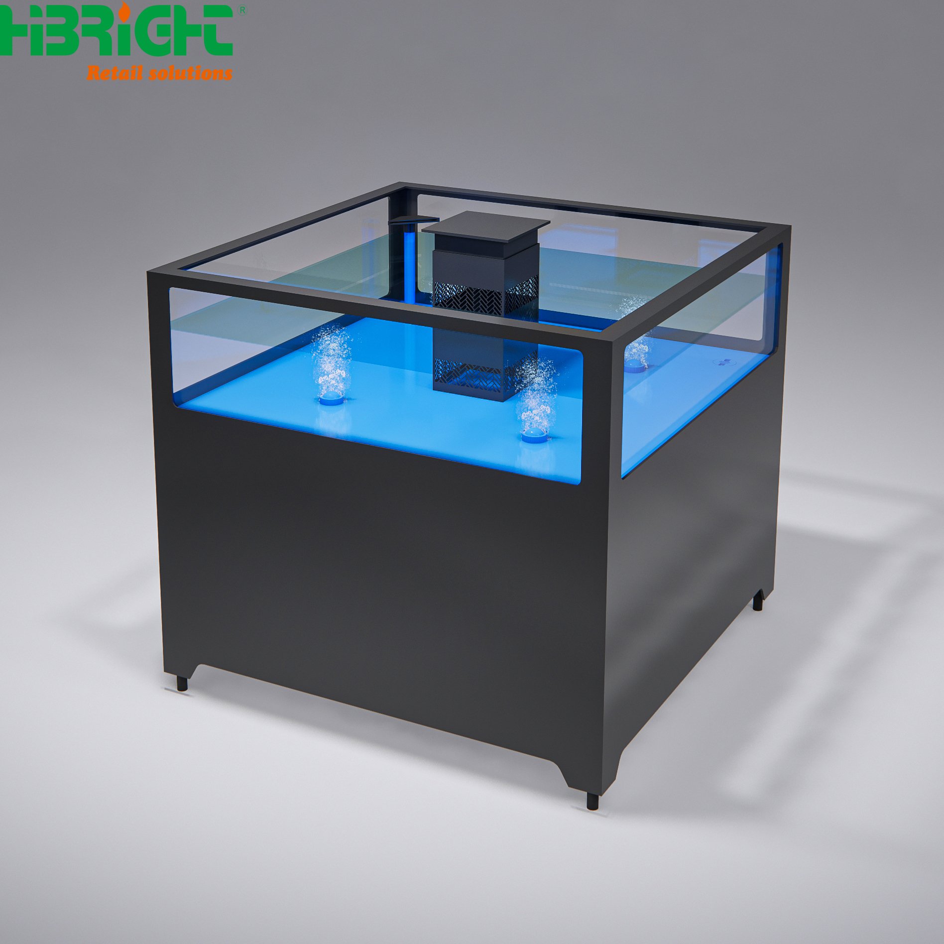Supermarket 2 Layer Glass Live Seafood Fish Display Pool Cooler Tank Aquarium Chiller With LED Light