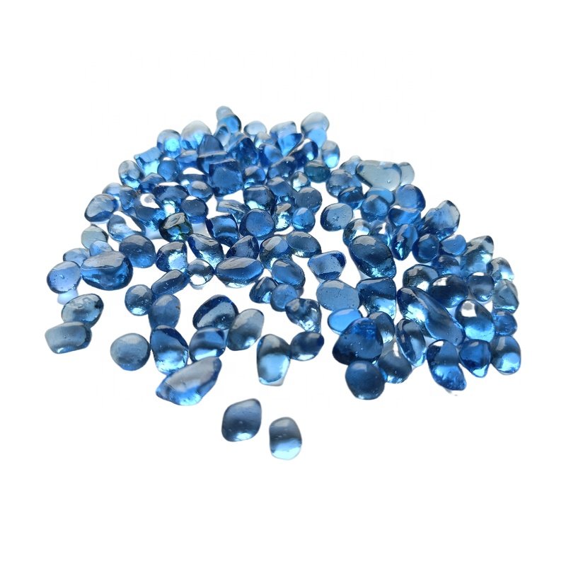 Free Sample 6-9mm Light Blue Glass Beads Marbles Rocks Gems for Aquarium Garden