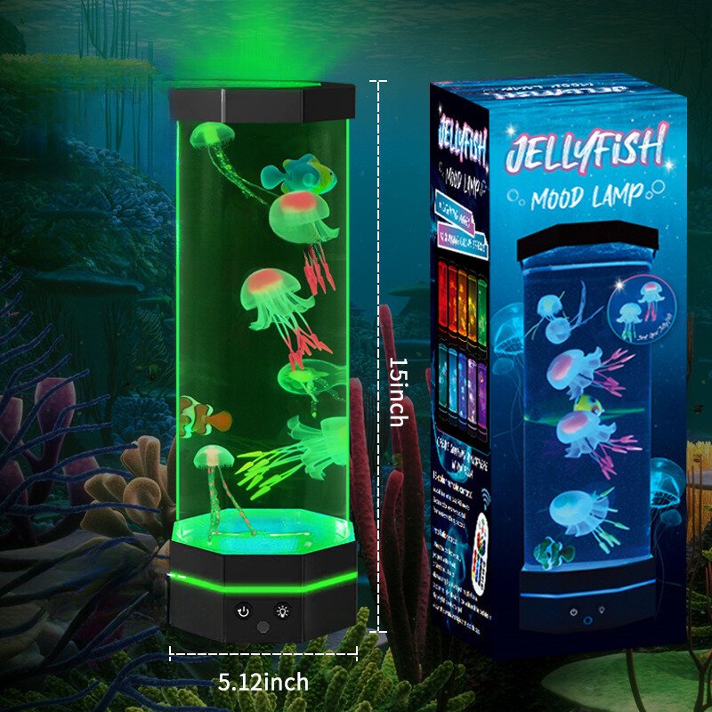 2023 USB Remote Control RGB Jellyfish Light Night Light 7 Color Changing Animation Smart Home Decorative Lights White Black ABS