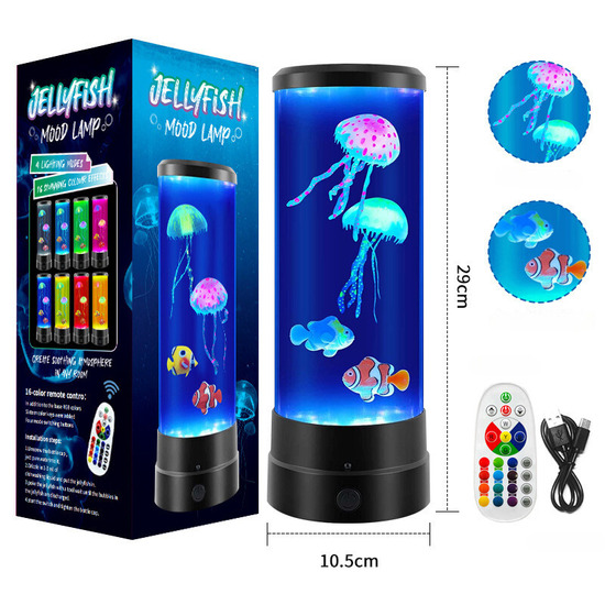 2023 USB Remote Control RGB Jellyfish Light Night Light 7 Color Changing Animation Smart Home Decorative Lights White Black ABS