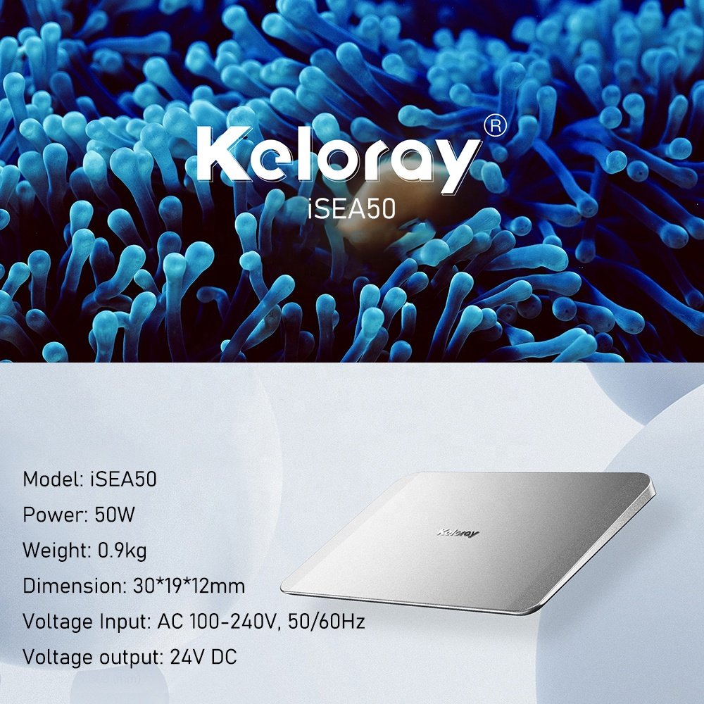 Keloray iSEA50 50W Full Spectrum App Sunrise Sunset Programmable Saltwater Freshwater Aquarium LED Light for Reef Fish Tank
