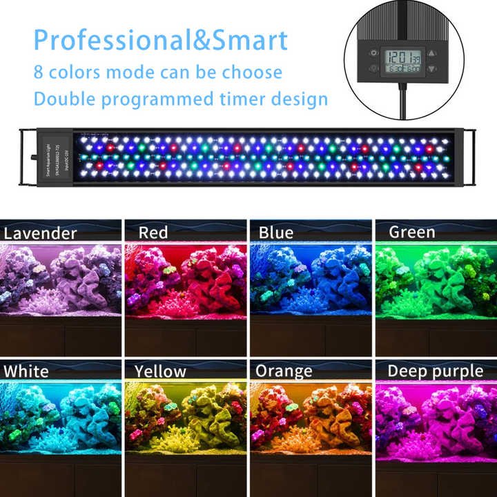 30-120cm IP68 Intelligent Touch Control Aluminum Fish Tank Light LED WRGB Aquarium Lights With Sunrise&Sunset Freshwater