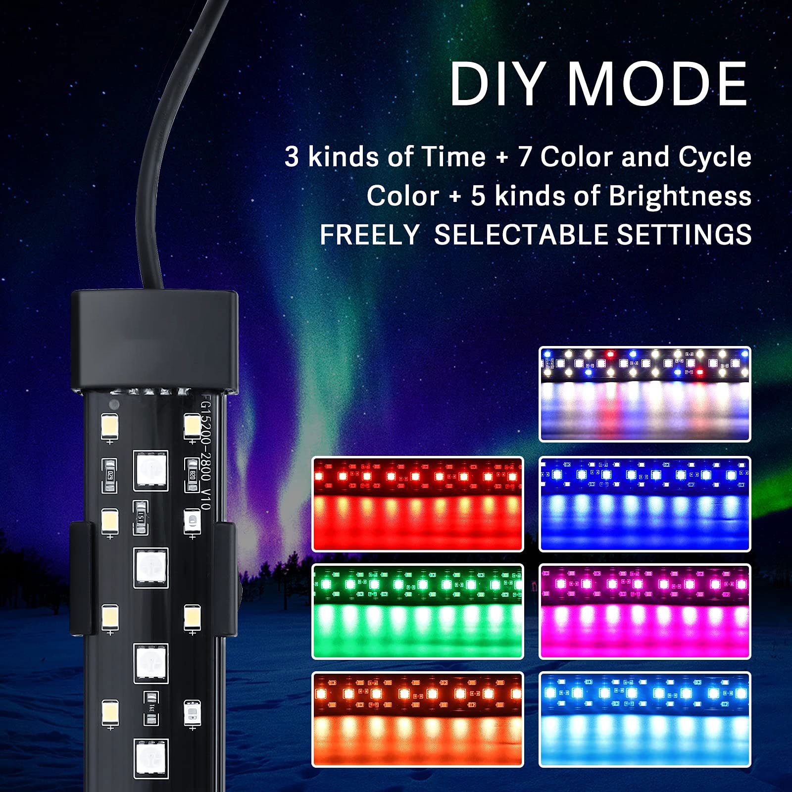 24/7 Natural Mode Submersible Acrylic Fish Tank Aquarium Tank LED Light With 5 Levels of Dimmable Options