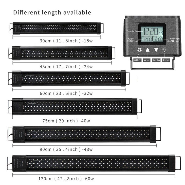 8 Colors Auto On Off Aquarium Light Fish Tank Light for Water Plants Build in Timer Sunrise Sunset LED Light